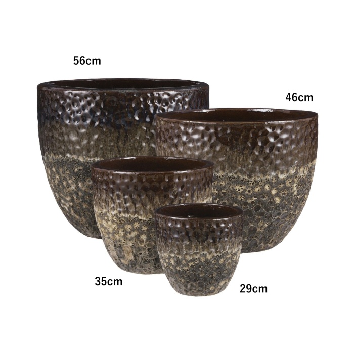 Keramické květináče - Květináč kulatý VULCANO patina hliněný hnědý 47cm