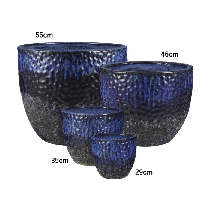 Keramické květináče - Květináč kulatý VULCANO patina hliněný šedo-modrý 35cm