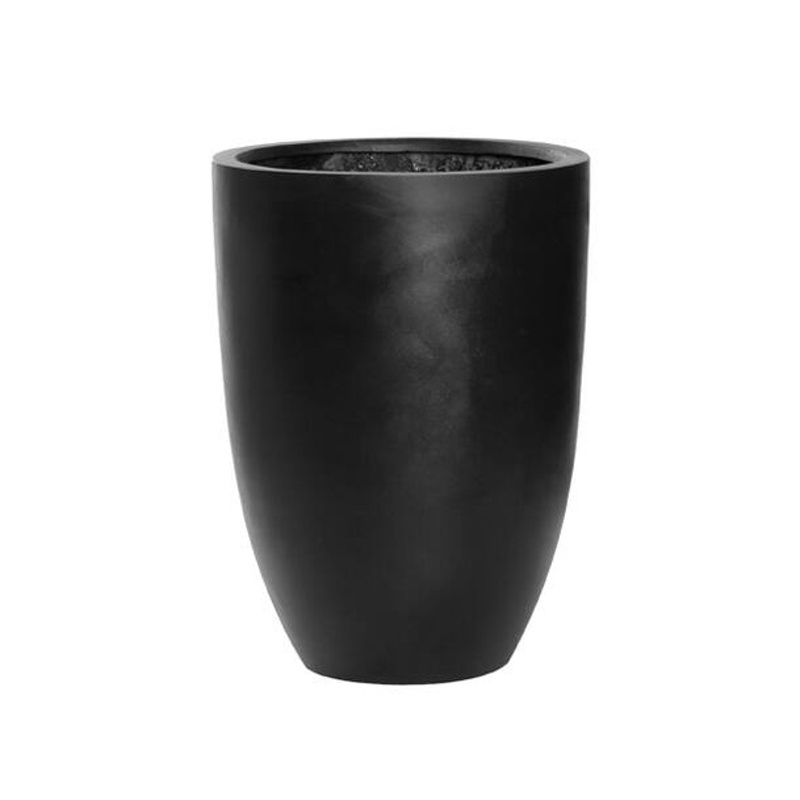 Kompozitní květináče - Květináč kulatý vysoký BEN L fiberstone černý 55x40cm