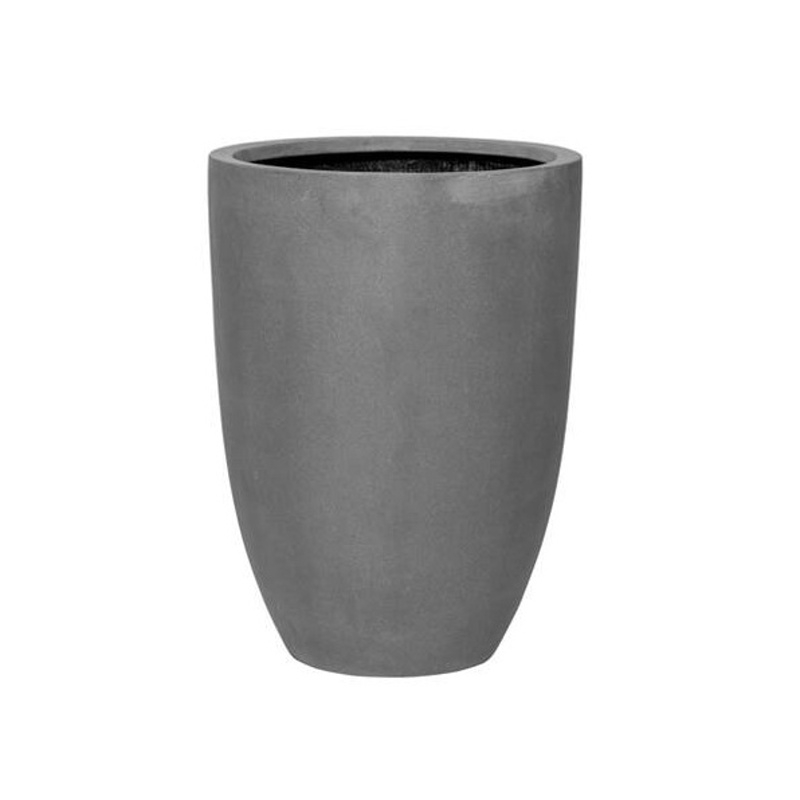 Kompozitní květináče - Květináč kulatý vysoký BEN L fiberstone šedý 55x40cm