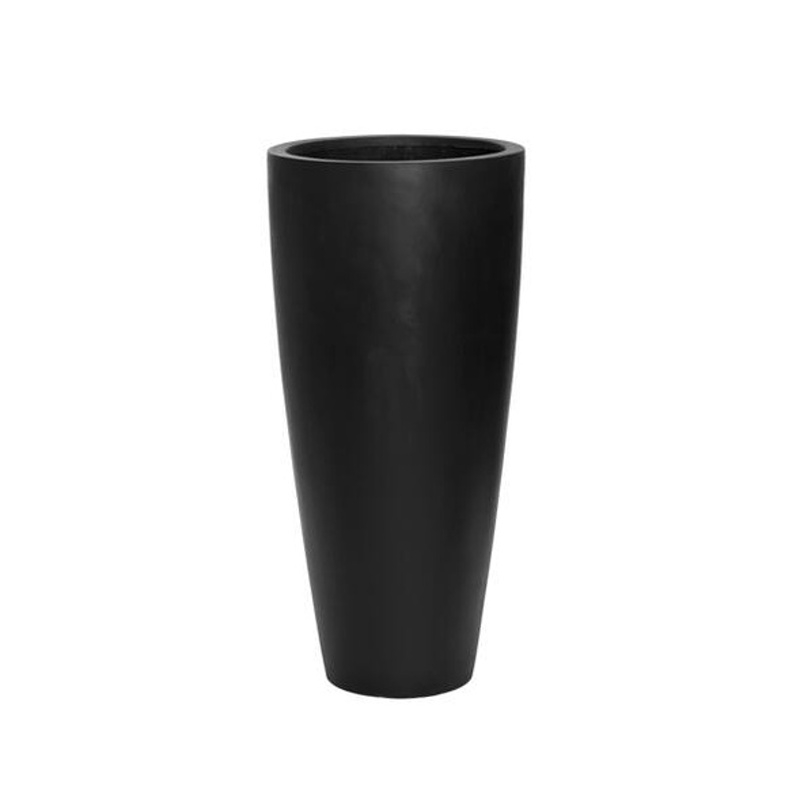 Kompozitní květináče - Květináč kulatý vysoký DAX L fiberstone černý 80x37cm