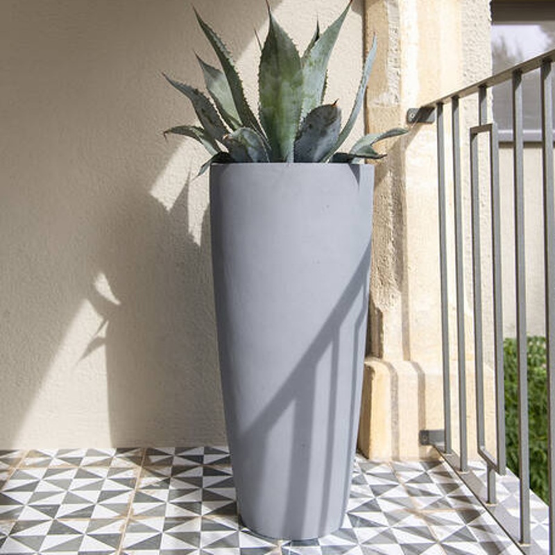 Květináč kulatý vysoký DAX XL fiberstone šedý 100x47cm-0