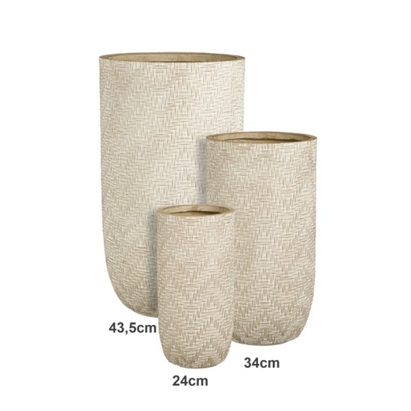 Kompozitní květináče - Květináč kulatý vysoký FALUN magnesium taupe 34x63,5cm