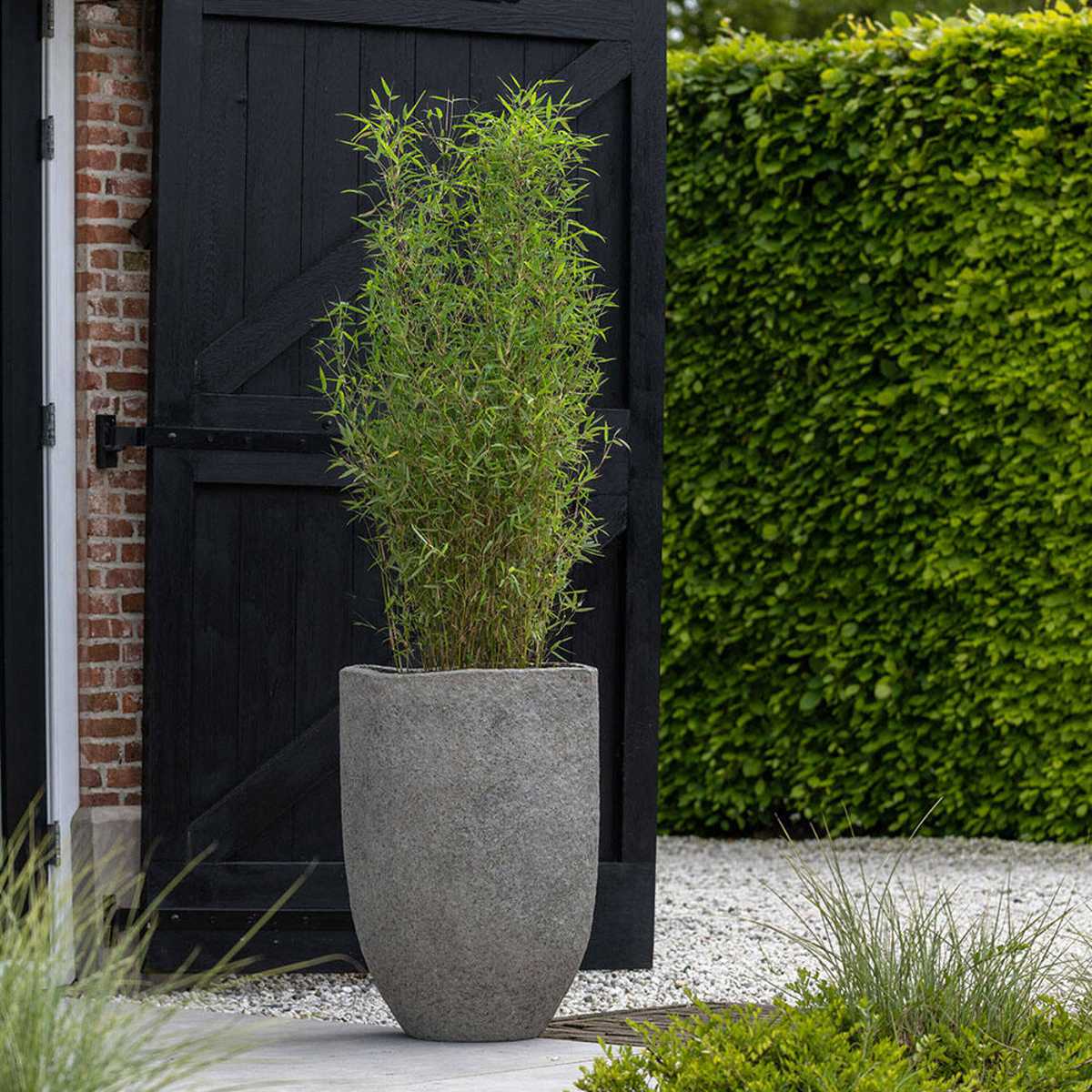 Květináč kulatý vysoký MT.HAYES XS ficonstone šedo-hnědý 40x27cm-0