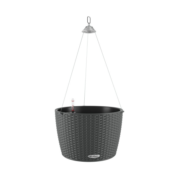 Květináče - Květináč kulatý závěsný NIDO Cottage komplet set žulová šeď 35cm
