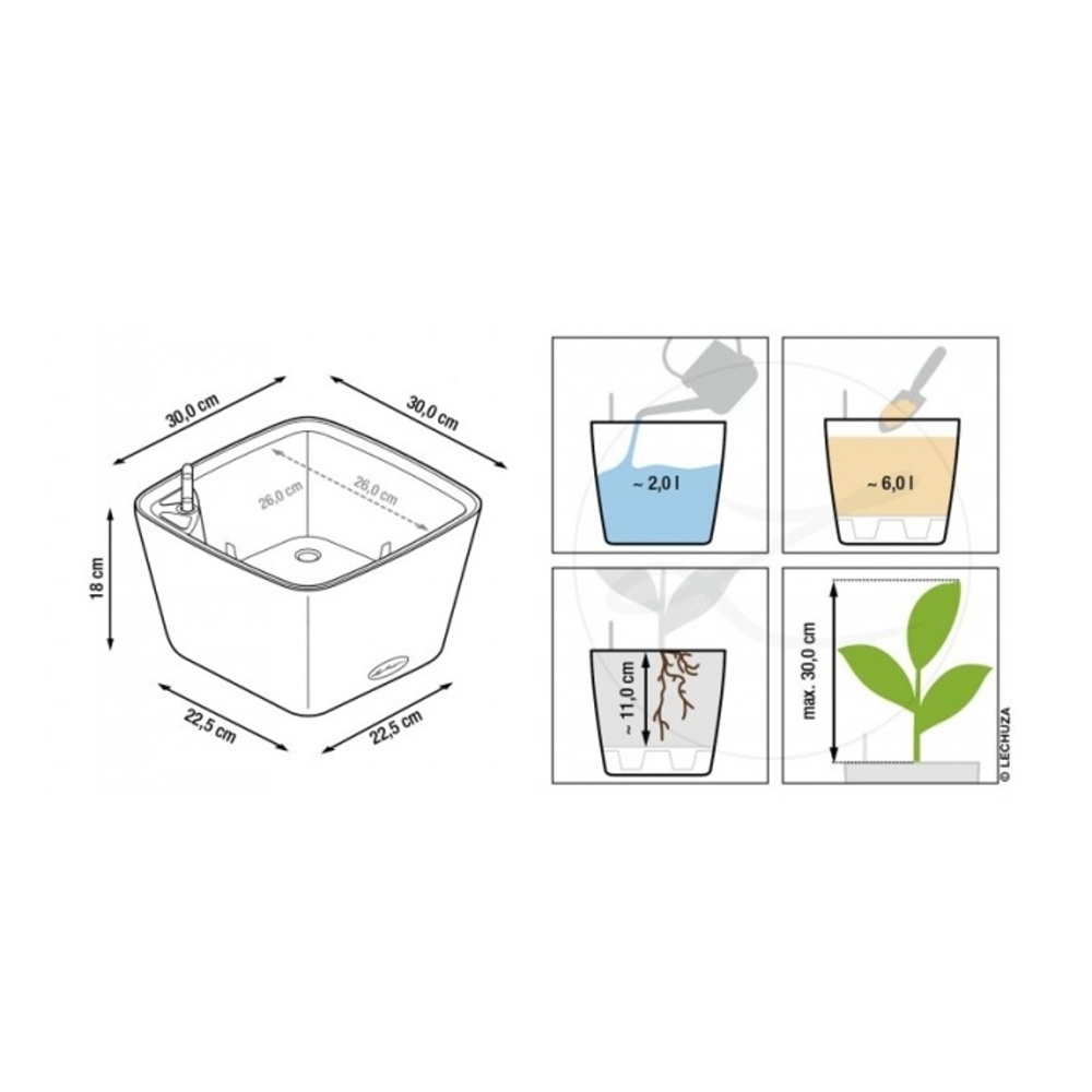 Květináč Lechuza BACINO Cottage pískově hnědý set 30x30cm-2