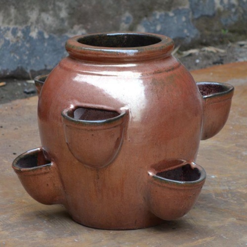 Květináče - Květináč na jahody keramika glazovaný hnědý 30cm