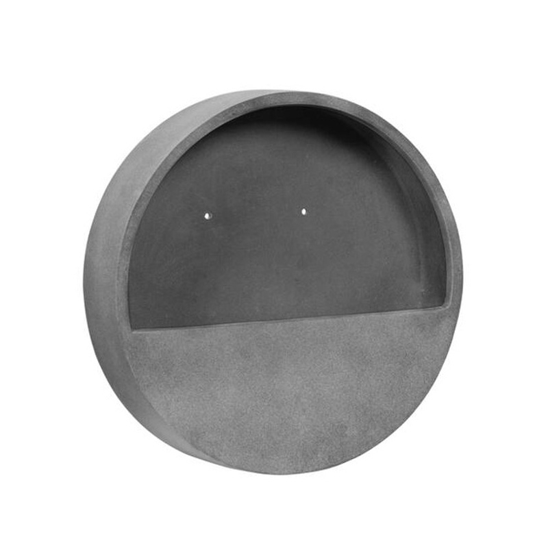 Kompozitní květináče - Květináč na zeď kruhový WALLY S fiberstone šedý 40cm