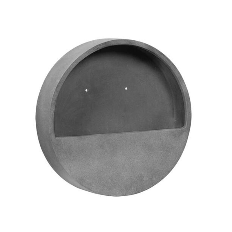 Kompozitní květináče - Květináč na zeď kruhový WALLY XS fiberstone šedý 30cm