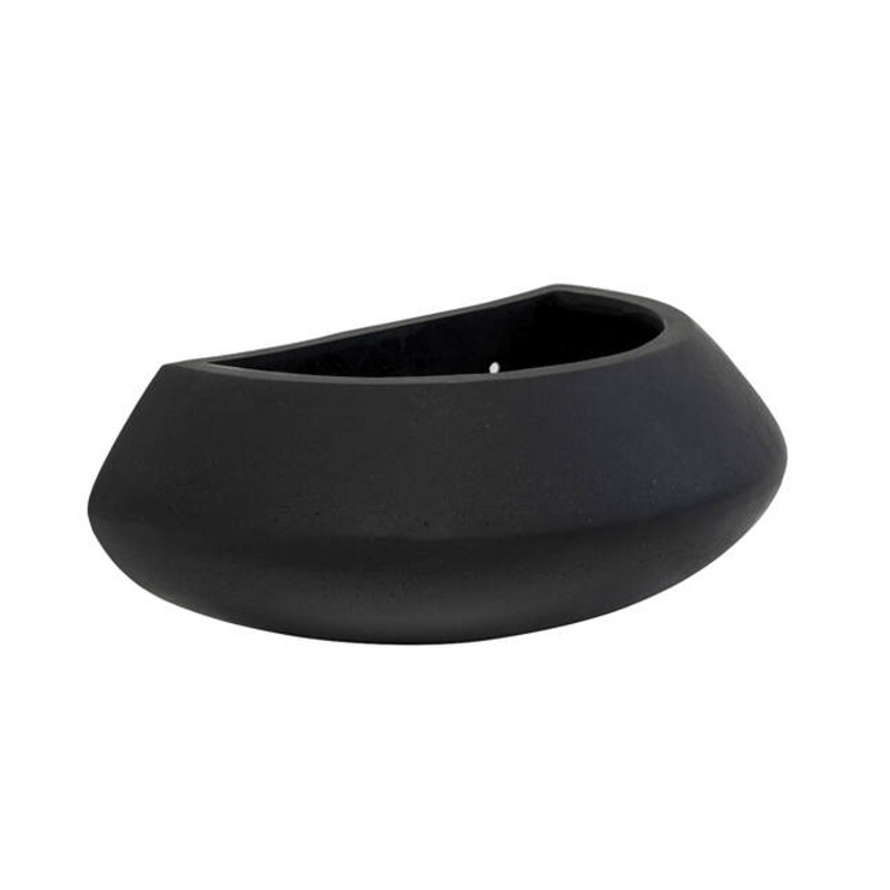 Kompozitní květináče - Květináč na zeď kulatý TARA XS fiberstone černý 30cm