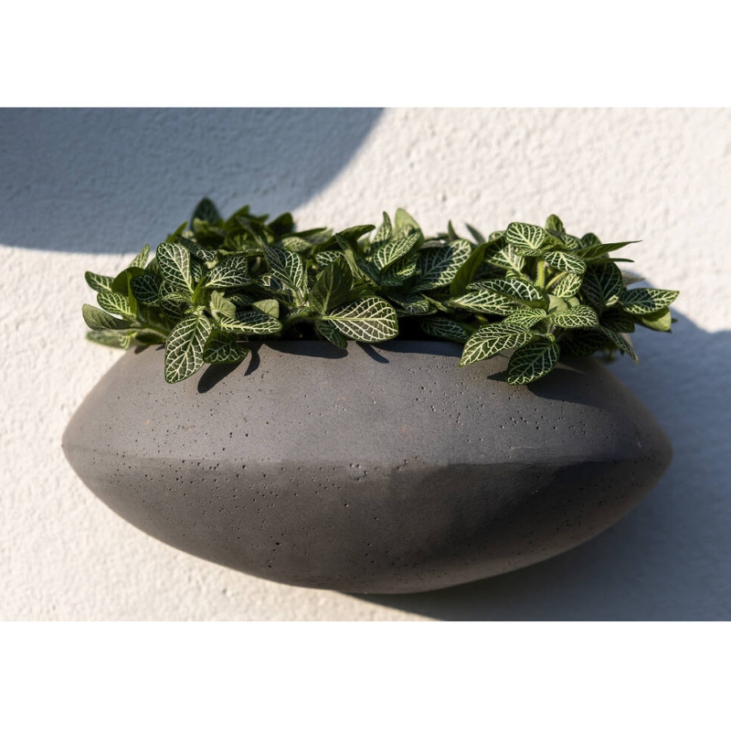 Květináč na zeď kulatý TARA XS fiberstone šedý 30cm-0