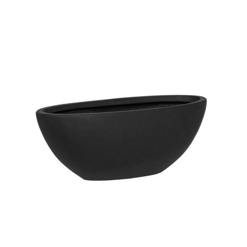 Kompozitní květináče - Květináč oválný DORANT S fiberstone černý 43x18cm