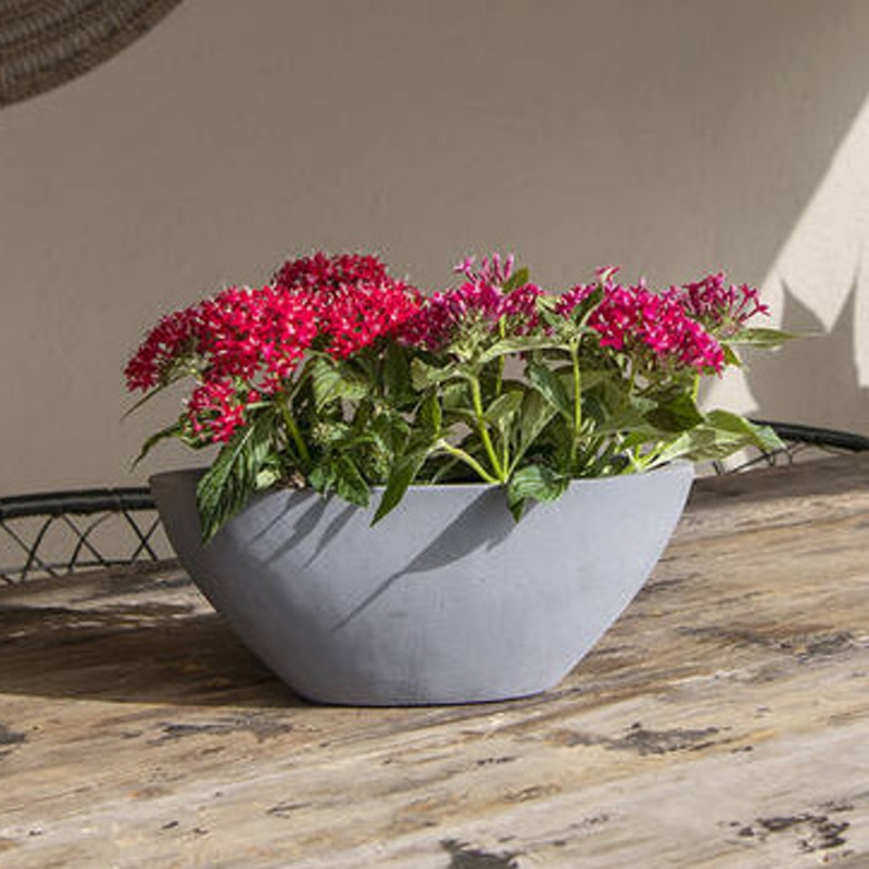 Květináč oválný DORANT S fiberstone šedý 43x18cm-0