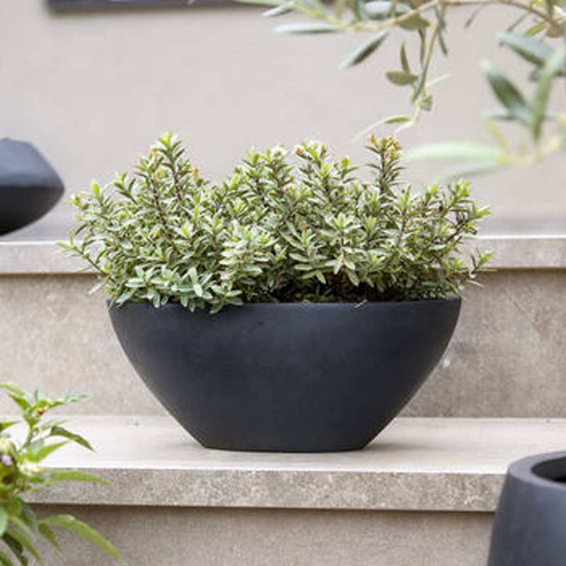 Květináč oválný DORANT XS fiberstone černý 32x13cm-0