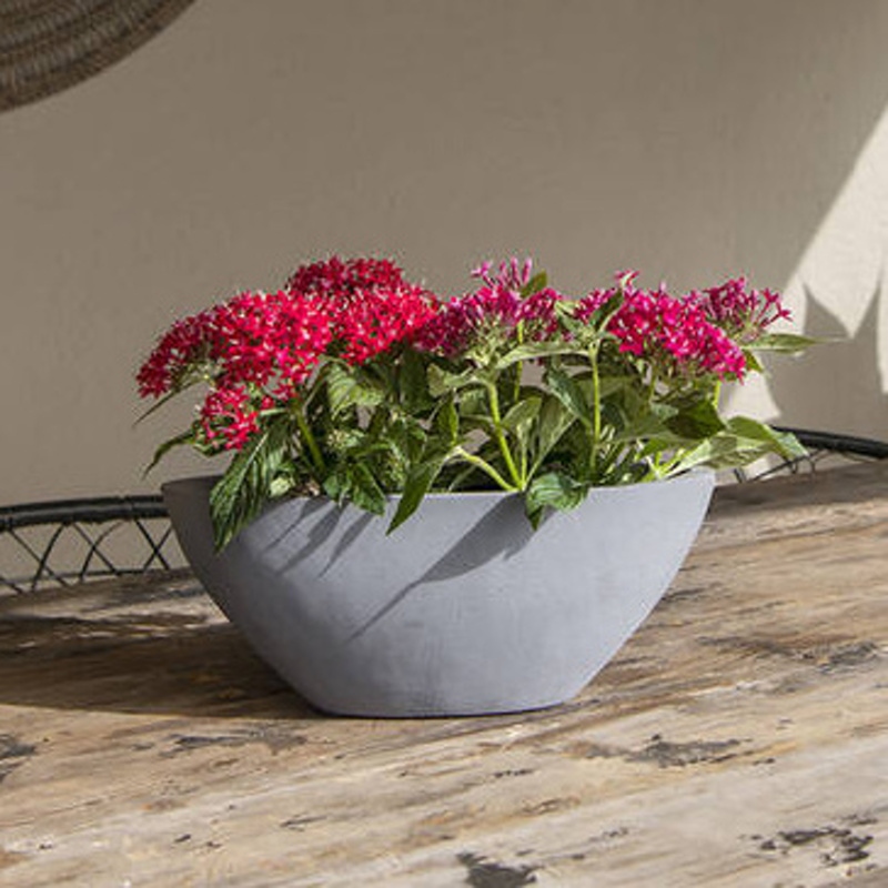Květináč oválný DORANT XS fiberstone šedý 32x13cm-0