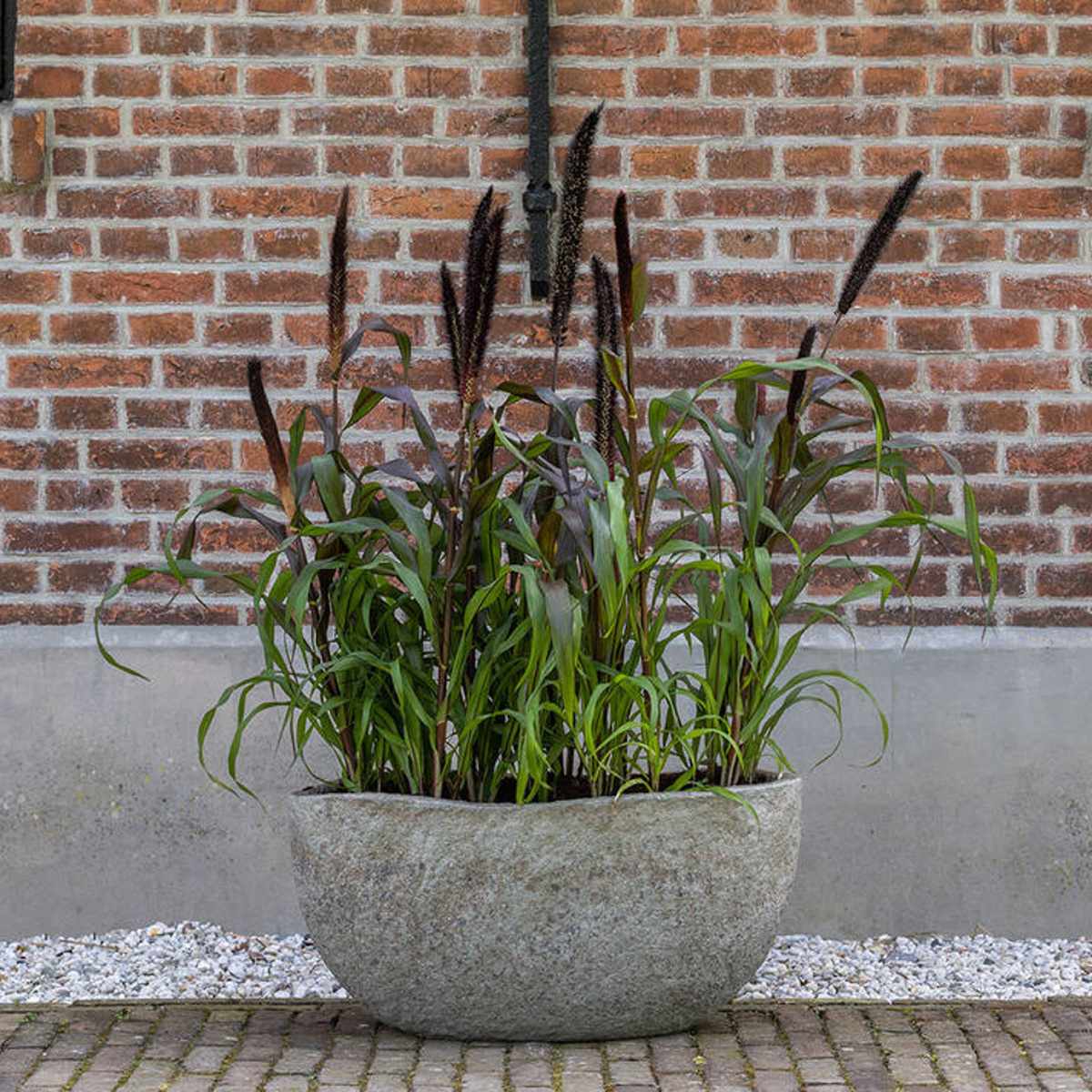 Květináč oválný MT.HUNTER XS ficonstone šedo-hnědý 43cm-0