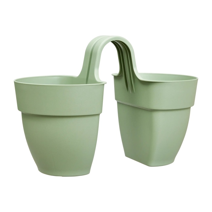 Květináče - Květináč plastový ELHO Vibia Campana Flower Twin pistáciový 21cm