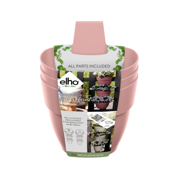 Květináč plastový ELHO Vibia Campana Vertical Forest růžový 3ks-0