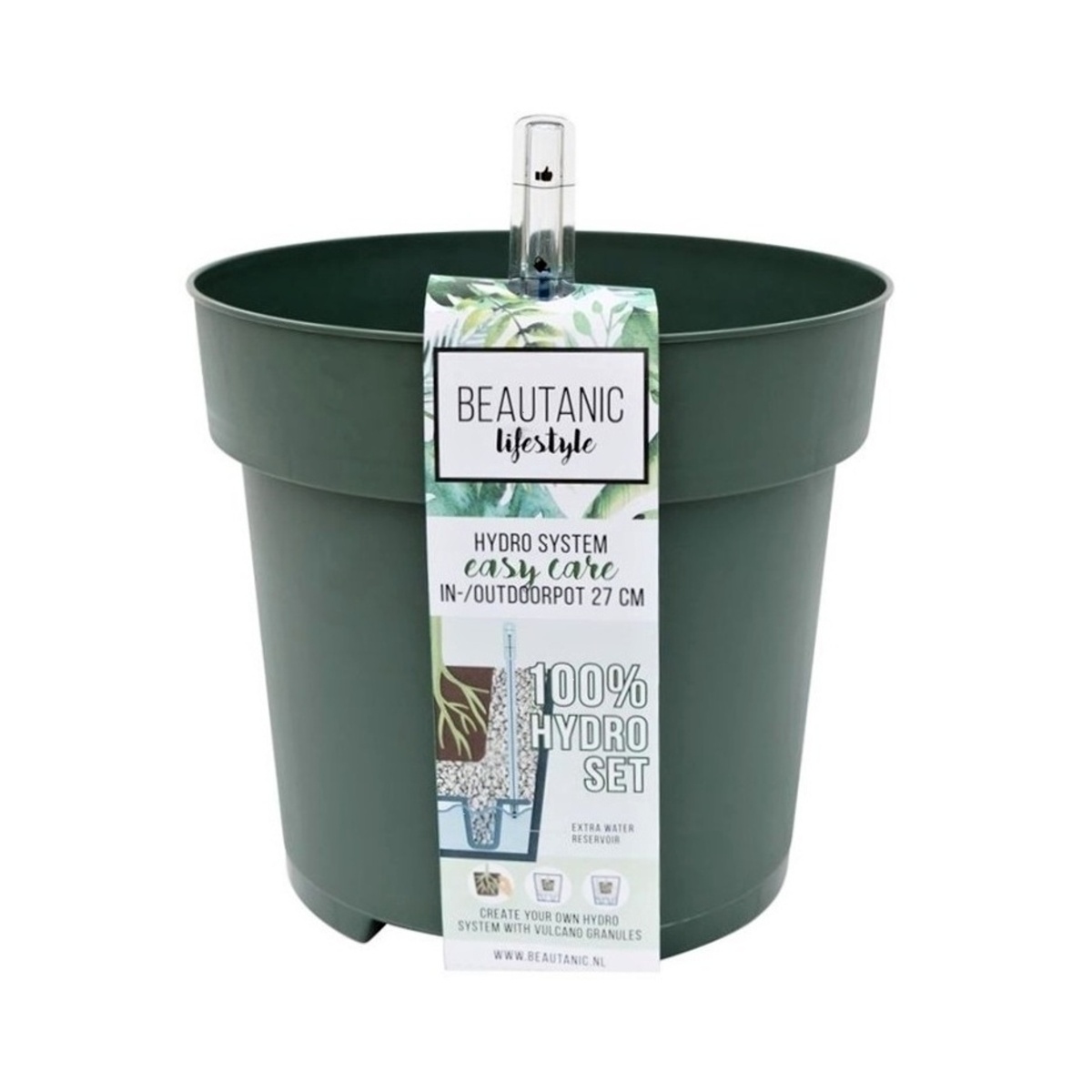 Plastové květináče - Květináč pro hydroponii s hladinoměrem zelený 27cm