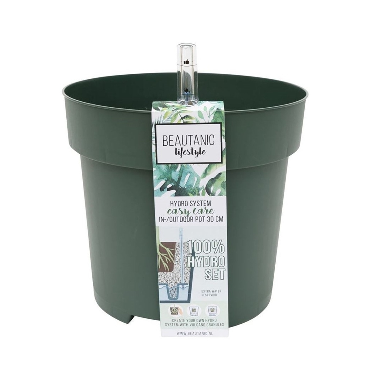 Plastové květináče - Květináč pro hydroponii s hladinoměrem zelený 30m
