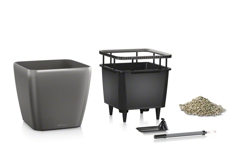 Květináč QUADRO LS komplet set 21cm antracit-2