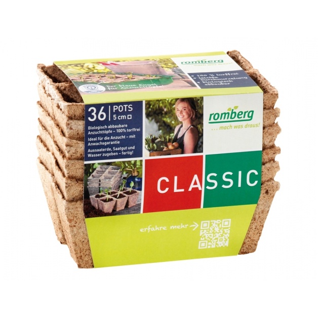 Předpěstování - Květináč rašelinový NATUR 36ks hranatý