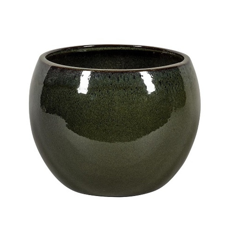 Keramické květináče - Květináč SHANGHAI 1-01DA keramický glazovaný tm.zelený 43cm