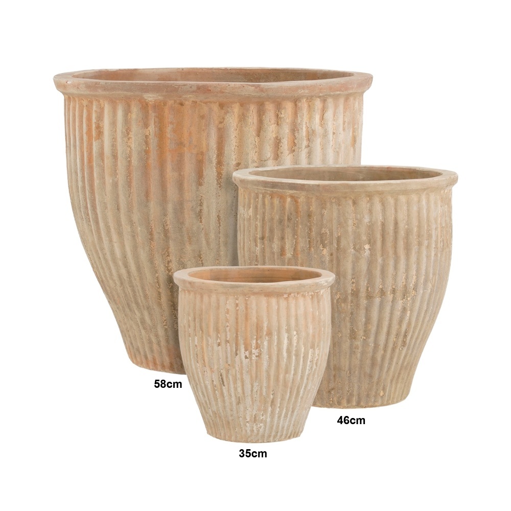 Keramické květináče - Květináč terakotový BELIZE žebrovaný s patinou 35cm