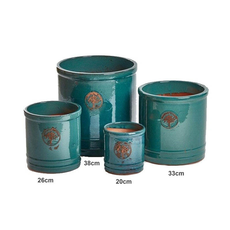 Keramické květináče - Květináč válcový keramický modrozelený 33cm