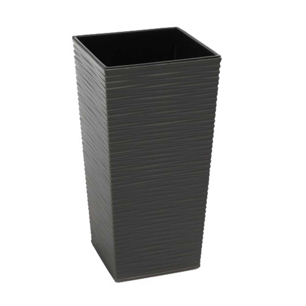 Plastové květináče - Květináč vysoký plastový FINEZIA s vložkou antracitový 46,5cm