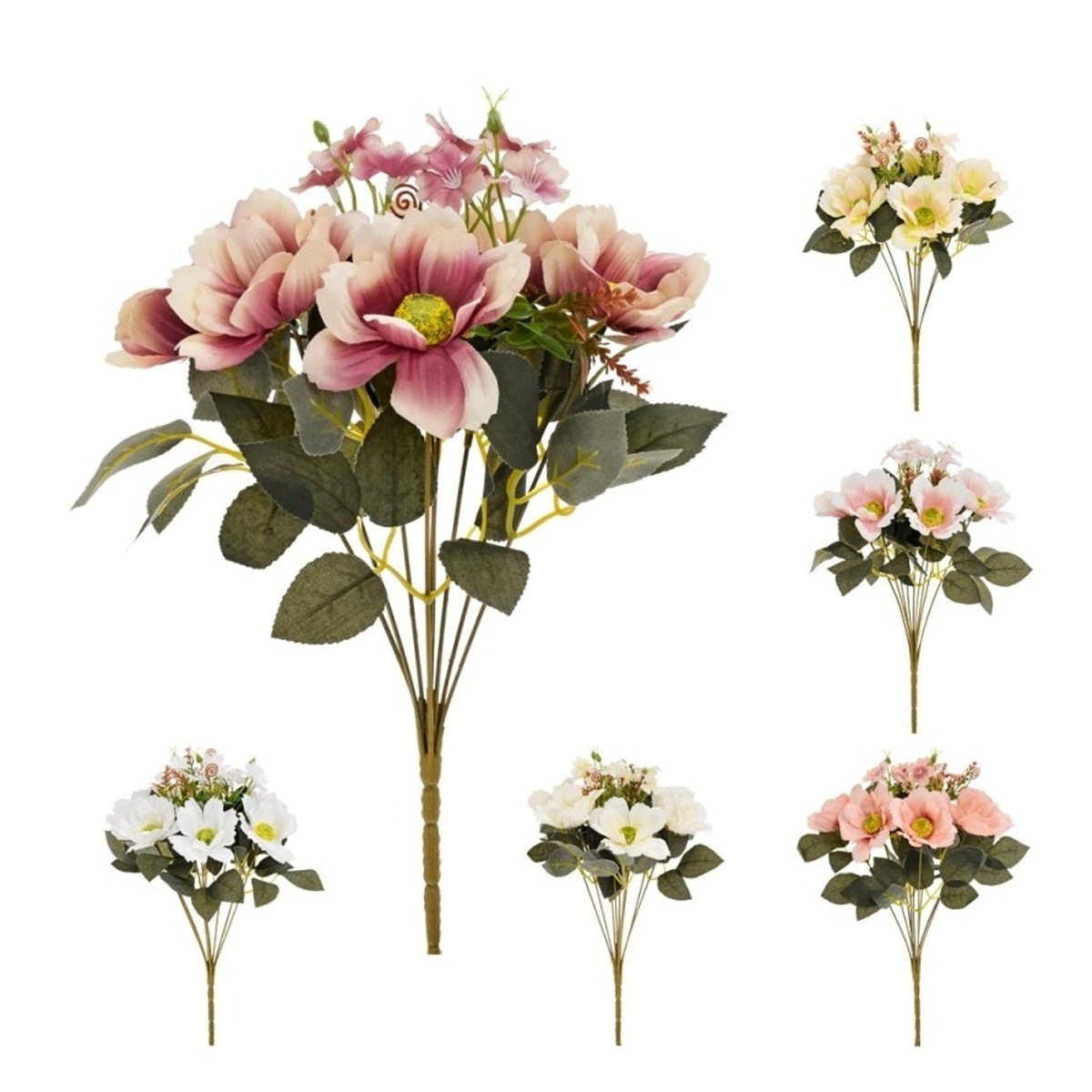 Letní umělé květiny - Kytice umělých krásenek v trsu mix 37cm