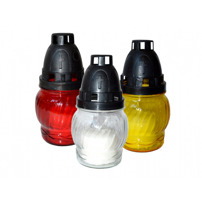 Hřbitovní svíčky - Lampa hřbitovní skleněná minikoule se svíčkou mix 14cm