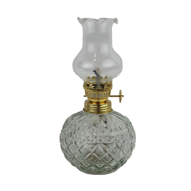 Lucerny a lampy - Lampa petrolejová skleněná zlato-čirá 20,5cm