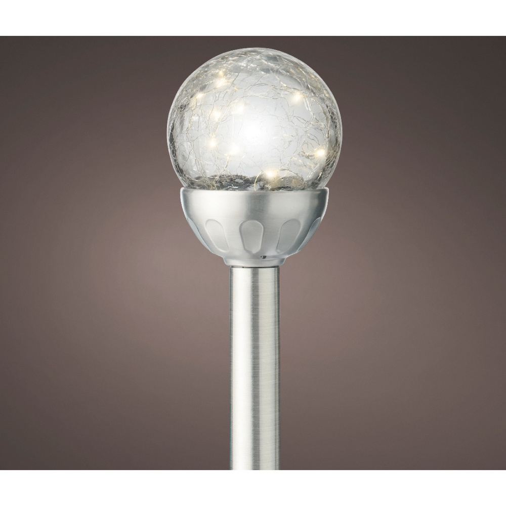 Lucerny a lampy - Lampa solární koule se zápichem s LED t.bílá s časovačem, nerezová 30cm