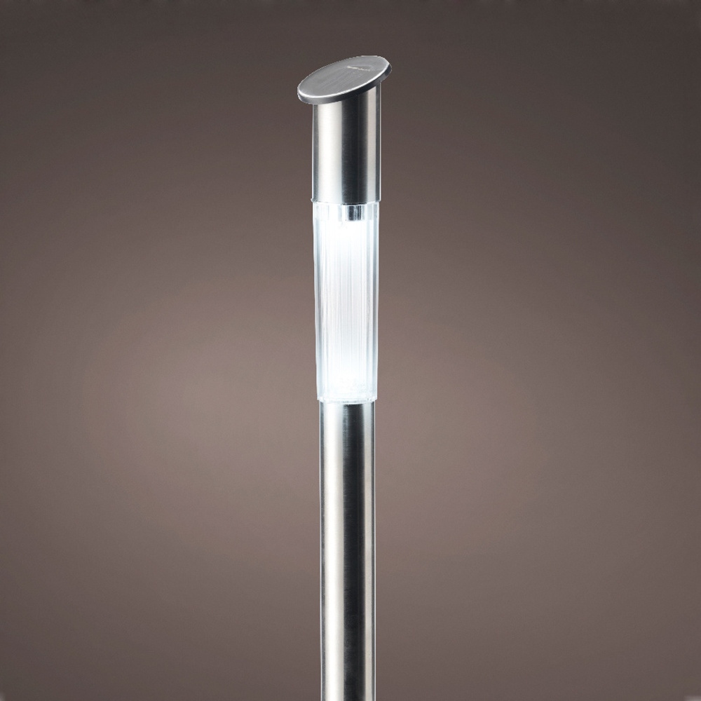 Venkovní osvětlení - Lampa solární venkovní zápich s 1LED, st.bílá s časovačem, nerezová 57cm