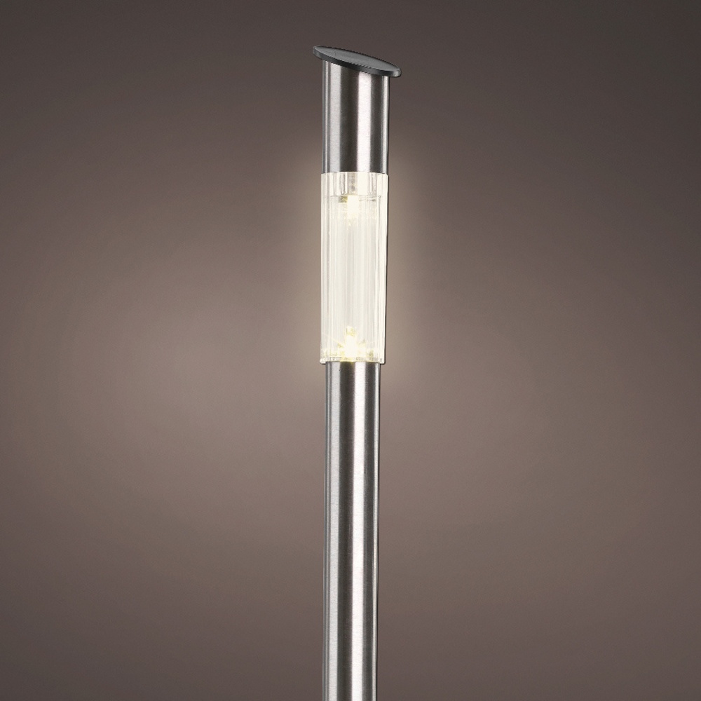 Venkovní osvětlení - Lampa solární venkovní zápich s 1LED, t.bílá s časovačem nerezová 57cm