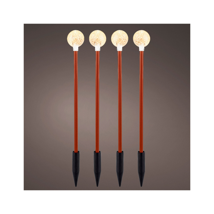 Venkovní osvětlení - Lampa venkovní zápich 1LED t.bílá s časovačem na baterie 4ks