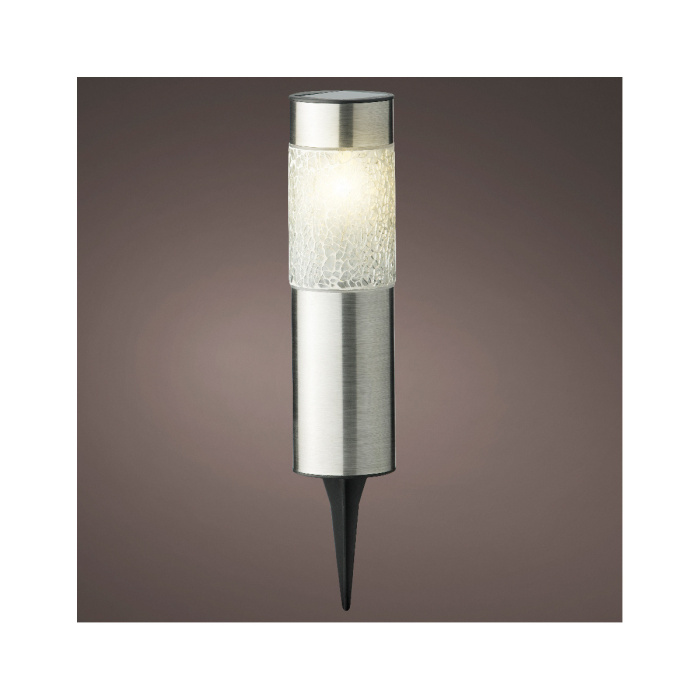 Venkovní osvětlení - Lampa venkovní zápich 1LED t.bílá s časovačem nerez 22cm