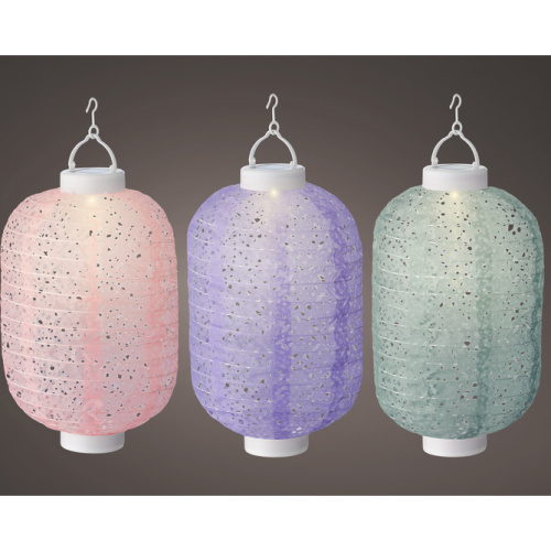 Venkovní osvětlení - Lampion podlouhlý VENK 1LED t.bílá + čas.solar nylon mix 30cm