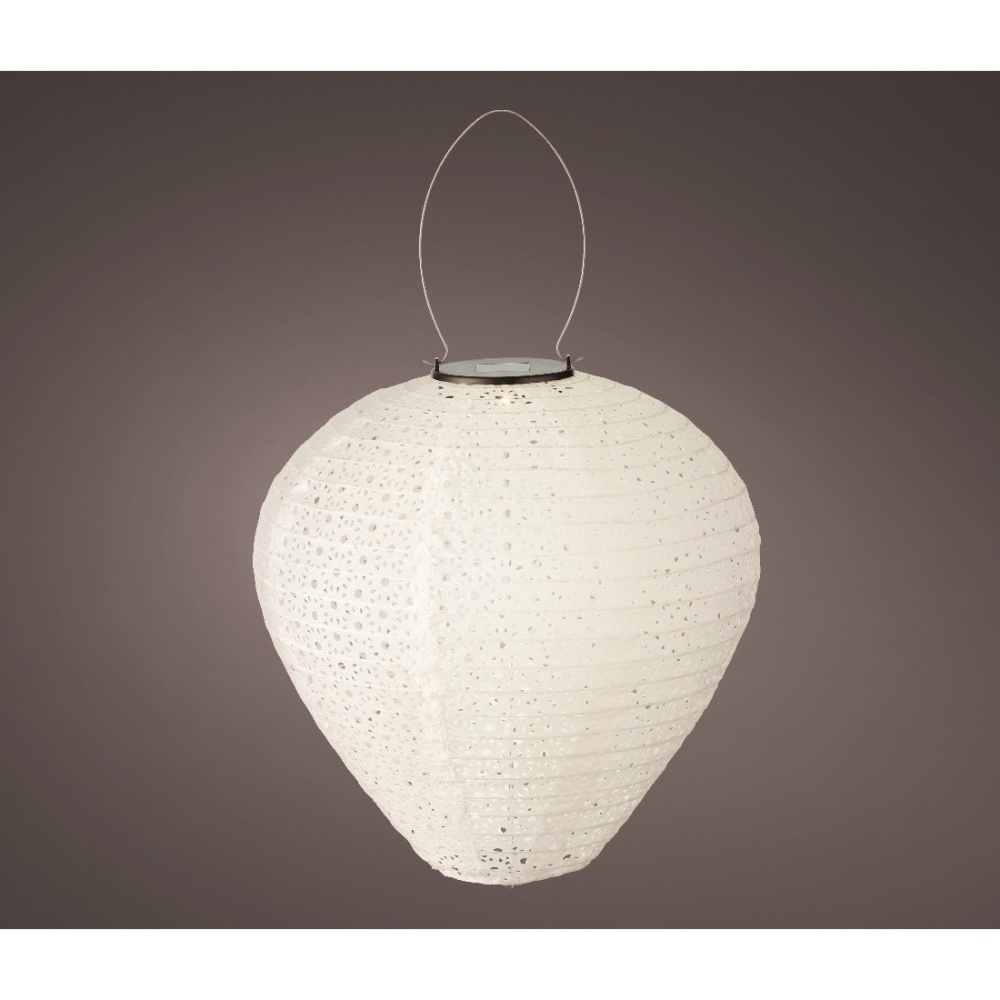 Lucerny a lampy - Lampion solární, polyesterový s 1LED t.bílá a časovačem bílý  30cm