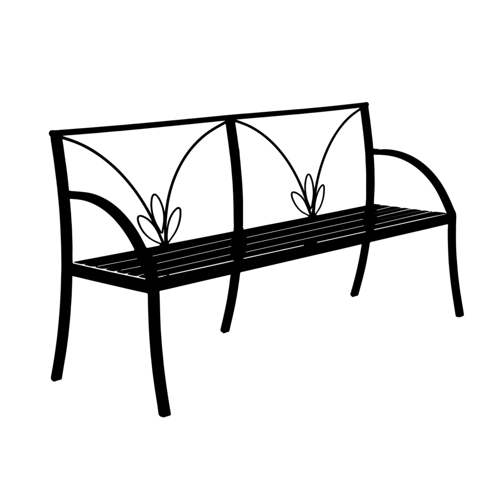 Zahradní nábytek a doplňky - Lavice AURIGA s listy kovová černá 120/160cm