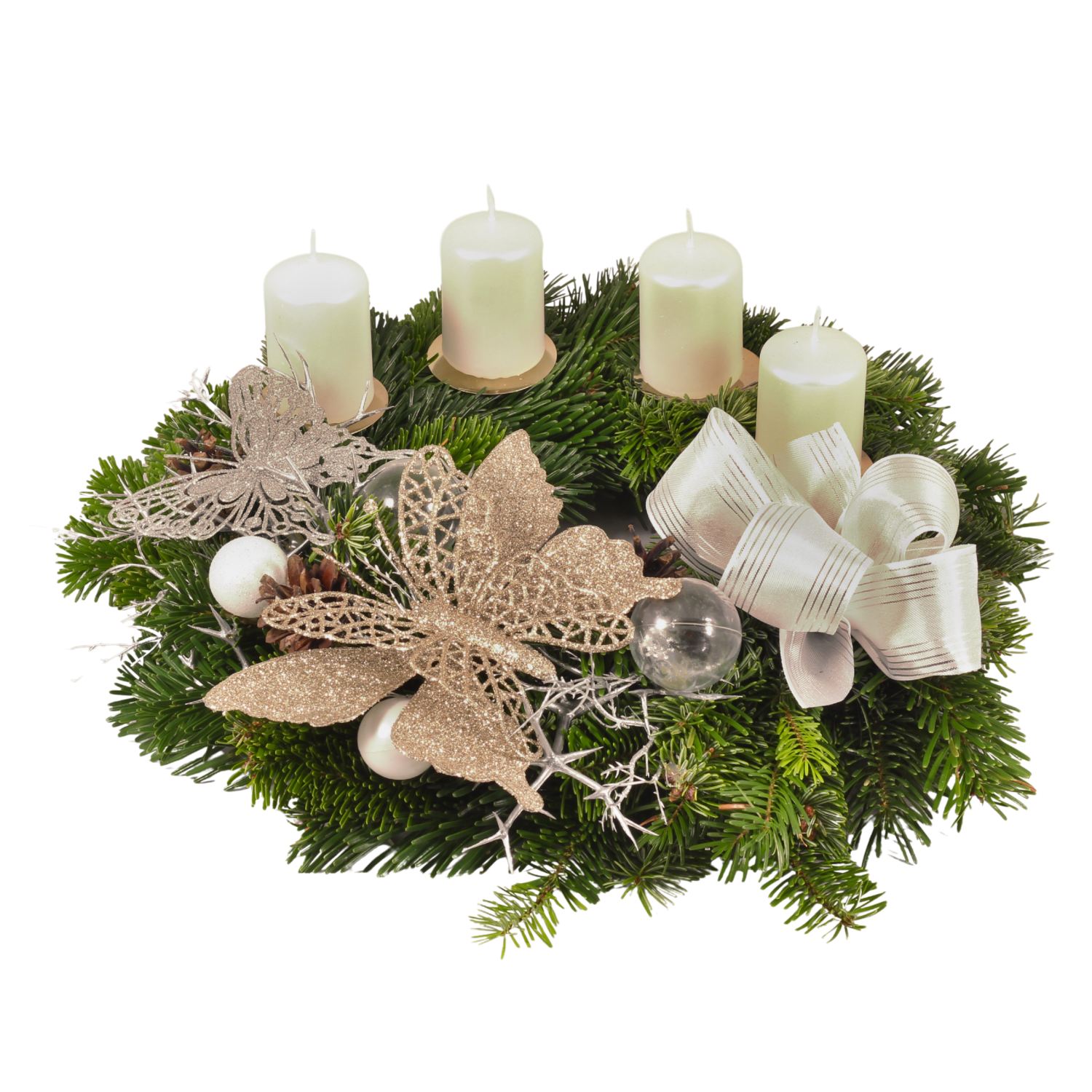 Tradiční vánoční dekorace - Ledové vánoce - Adventní věnec 25cm