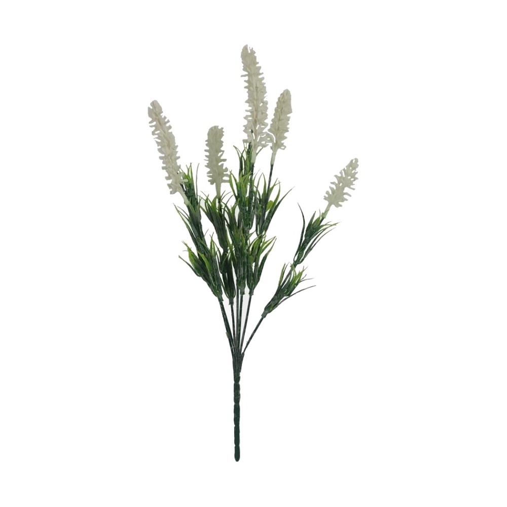 Umělé květiny ve svazku - Levandule trsová umělá 8 květů bílá 30cm