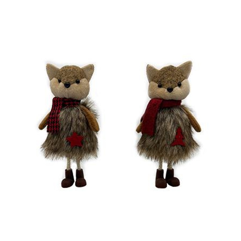Figurky zvířátek - Liška stojící plyšová červeno-hnědá mix 17cm