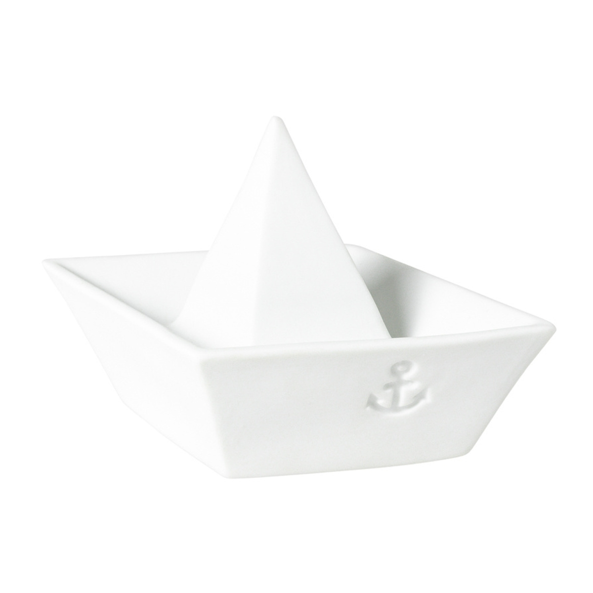 Keramické dekorace - Loď porcelánová s LED t.bílá na baterie 13cm