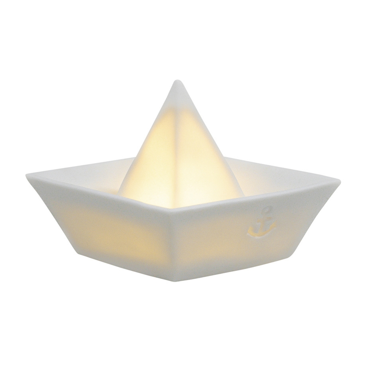 Loď porcelánová s LED t.bílá na baterie 13cm-0
