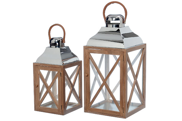 Lucerna hranatá CALAU dřevo/kov-0