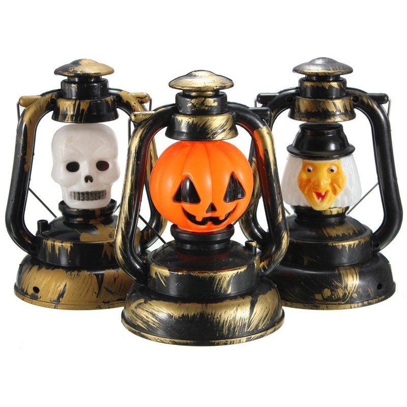 Dekorace - Lucerna se zvukem HALLOWEEN na baterie, mix 17cm