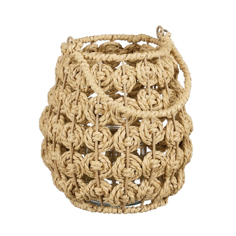 Lucerny a lampy - Lucerna/Svícen YODI s 1 uchem a sklem přírodní 18cm