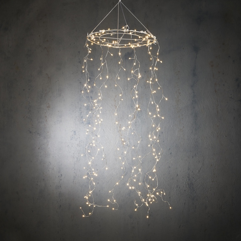 Interiérové svíticí dekorace - Lustr svítící 240LED t.bílá s časovačem 30x100cm